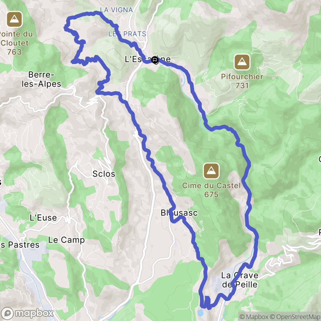 L'Escarène : carte du parcours de randonnée - France