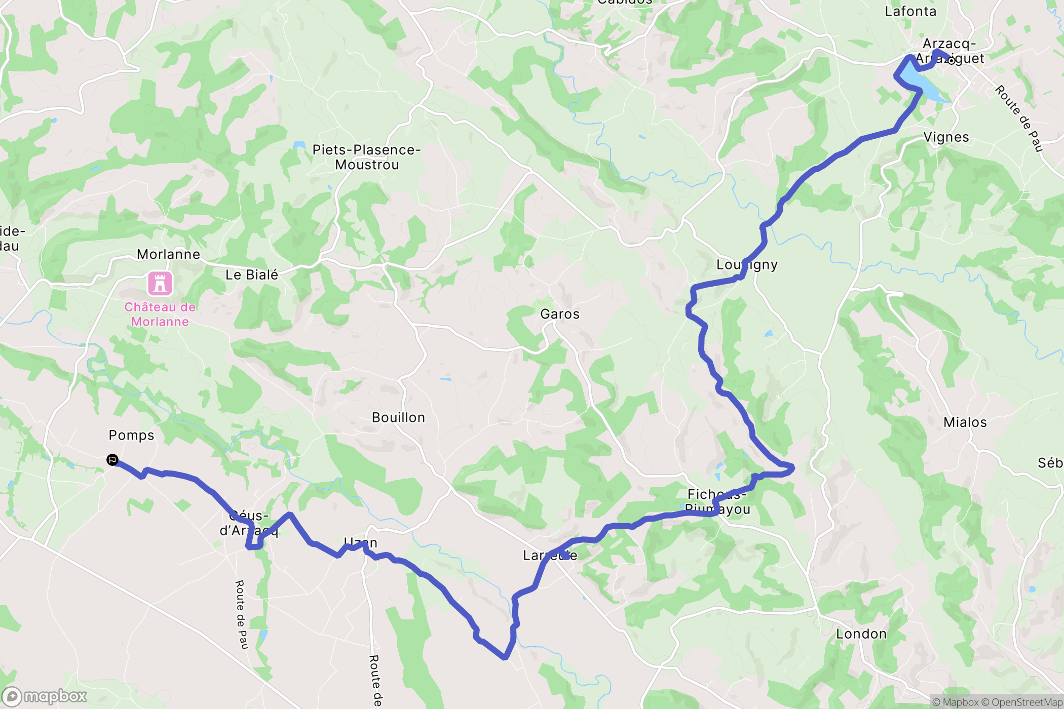 Arzacq-Arraziguet : carte du parcours de randonnée - France
