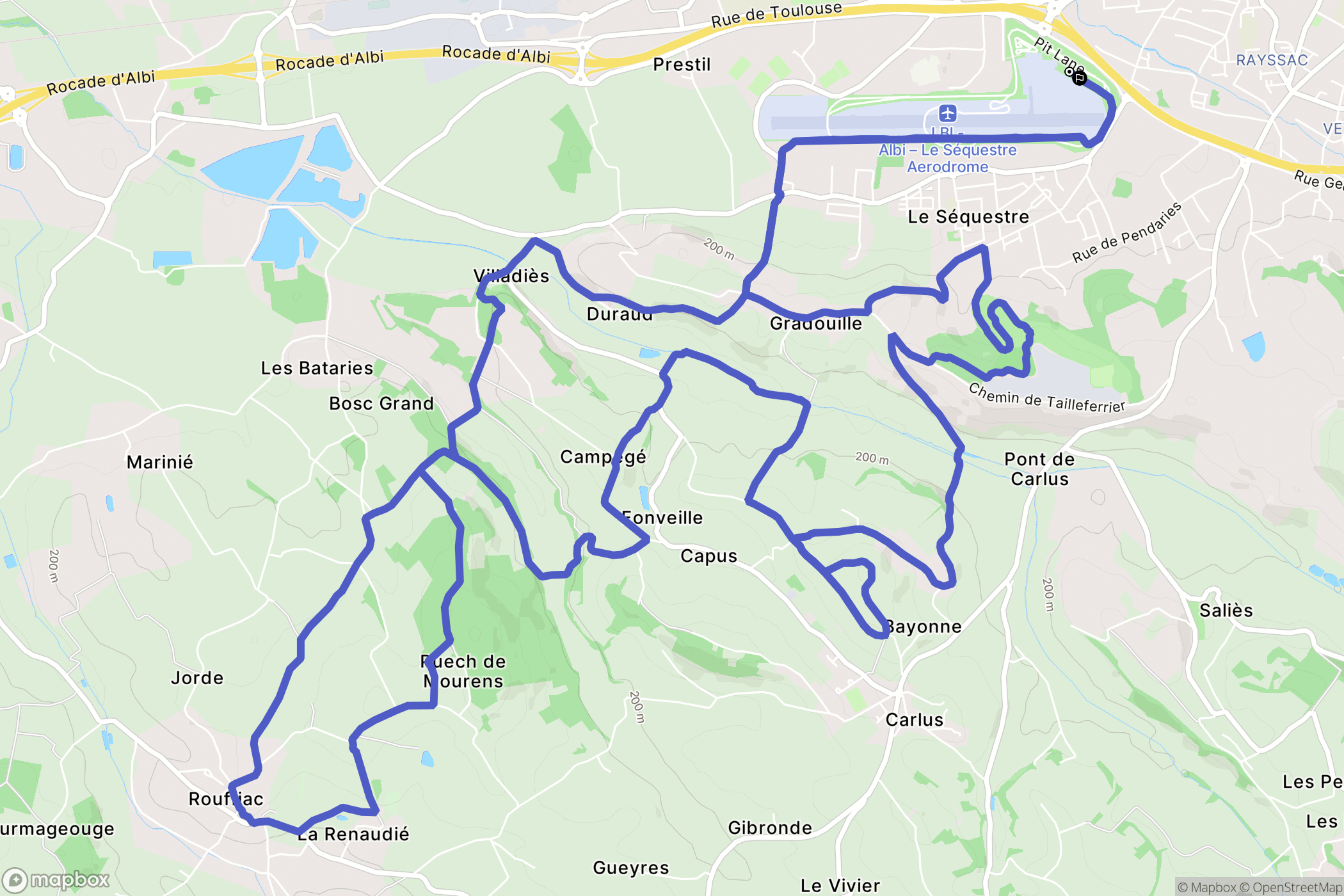 Le Sequestre : carte du parcours de randonnée - France