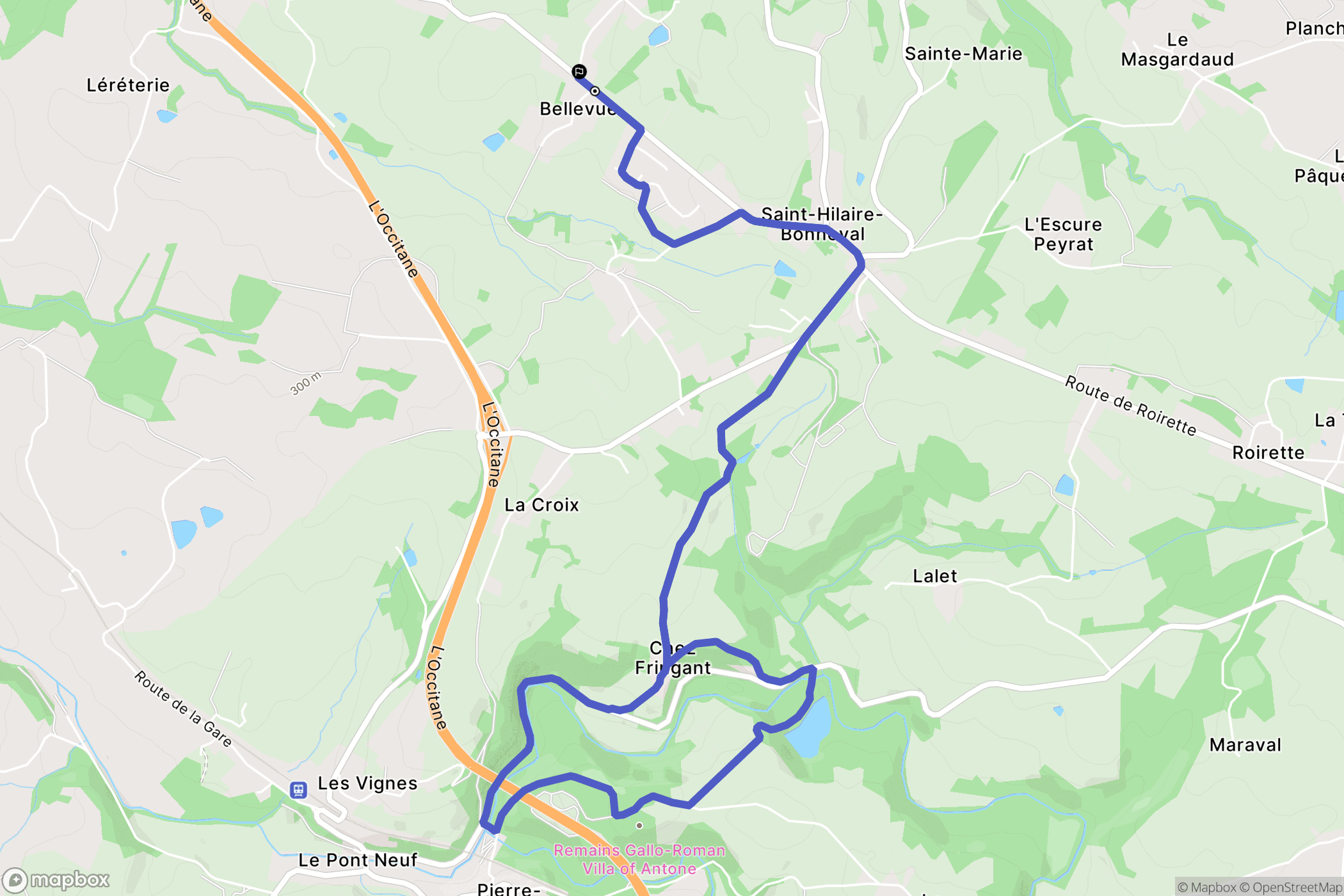 Saint-Hilaire-Bonneval : carte du parcours de randonnée - France