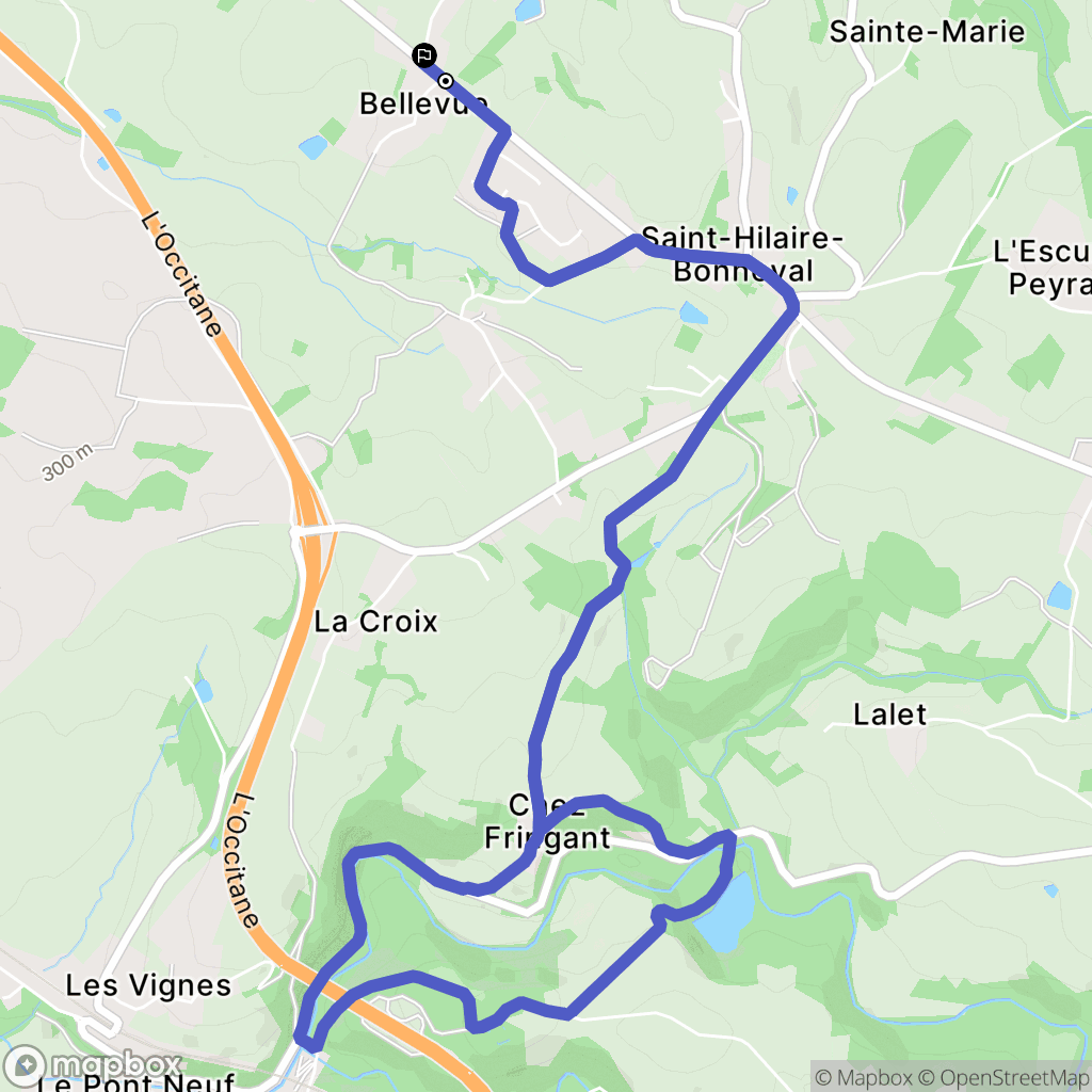 Saint-Hilaire-Bonneval : carte du parcours de randonnée - France