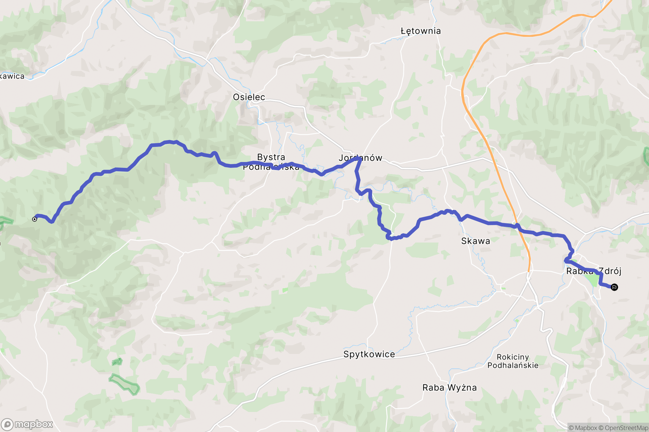 Zawoja: mapa trasy - Poland