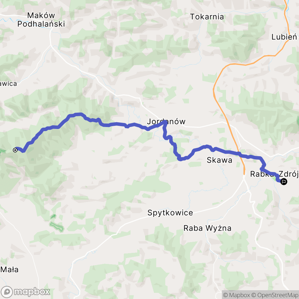 Zawoja: mapa trasy - Poland