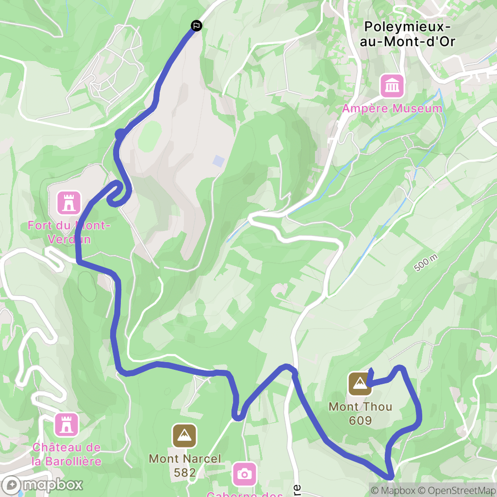 Poleymieux-au-Mont-d'Or : carte du parcours de randonnée - France
