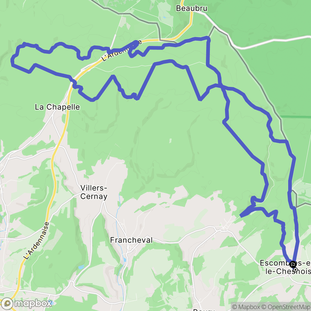 Escombres-et-le-Chesnois : carte du parcours de randonnée - France