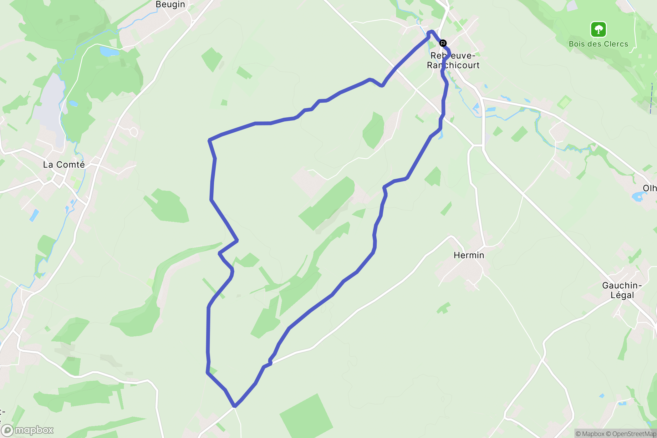 Rebreuve-Ranchicourt : carte du parcours de randonnée - France