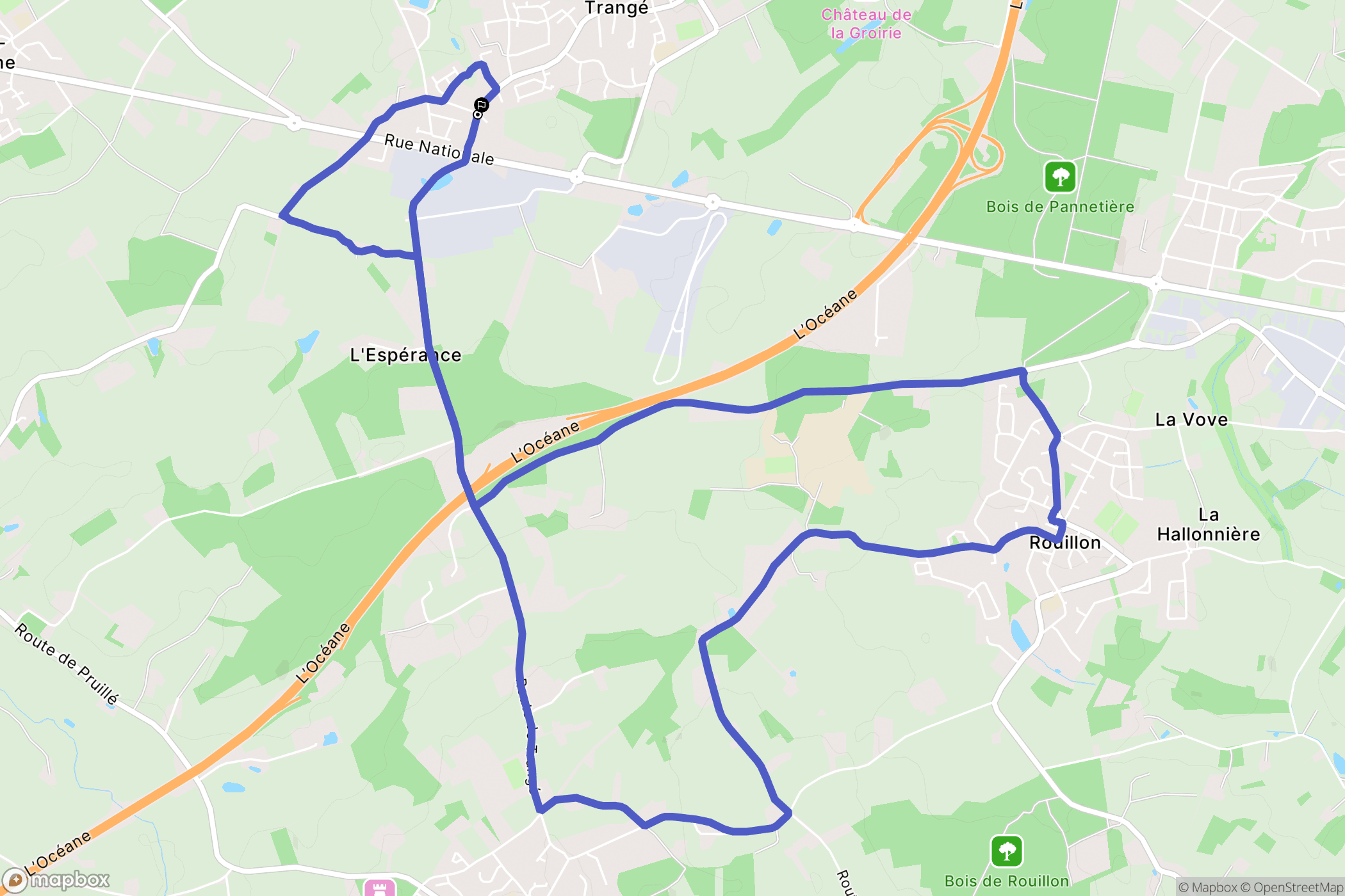 Trangé : carte du parcours de randonnée - France