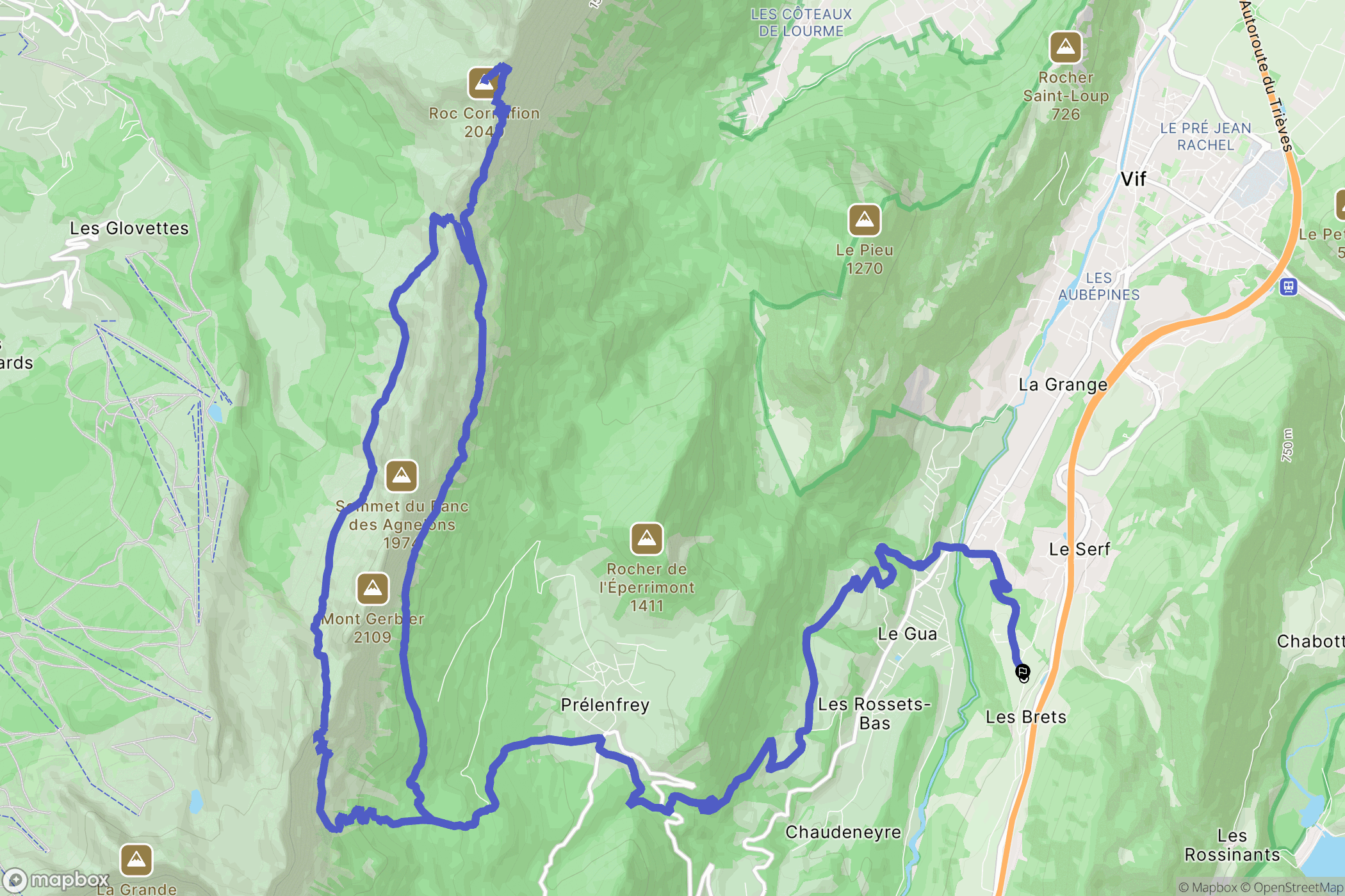 Vif : carte du parcours de randonnée - France
