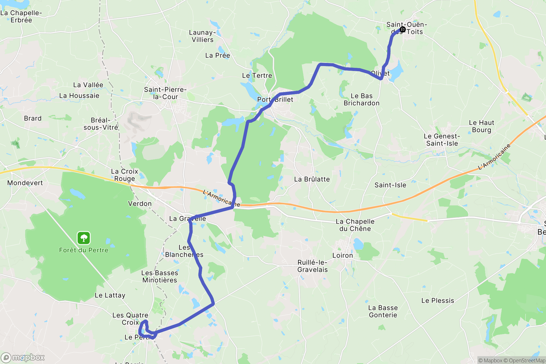 Saint-Ouën-des-Toits : carte du parcours de randonnée - France