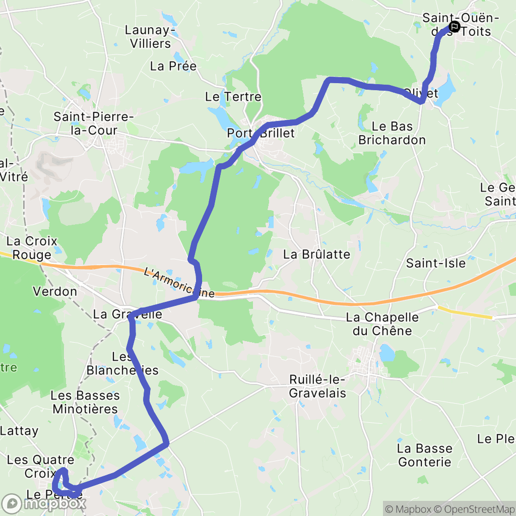 Saint-Ouën-des-Toits : carte du parcours de randonnée - France
