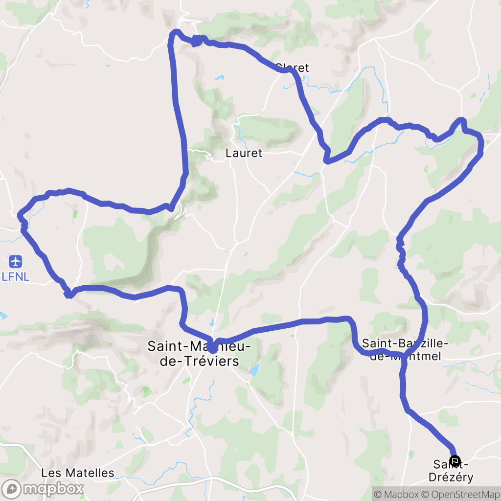 Saint-Drézéry : carte du parcours de randonnée - France