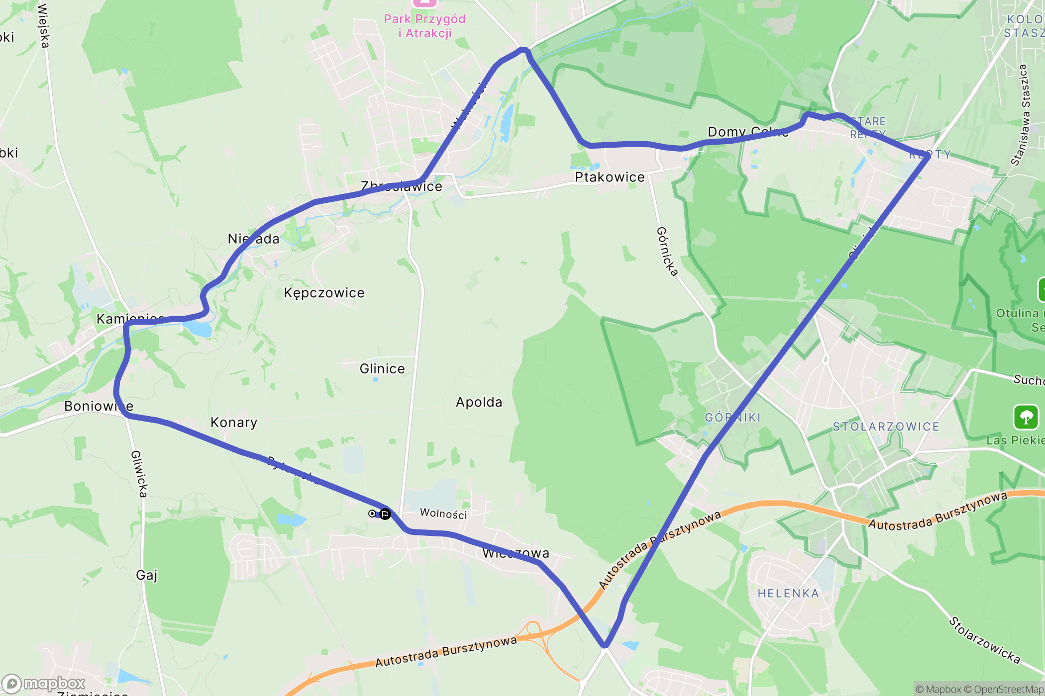 Wieszowa: mapa trasy - Poland