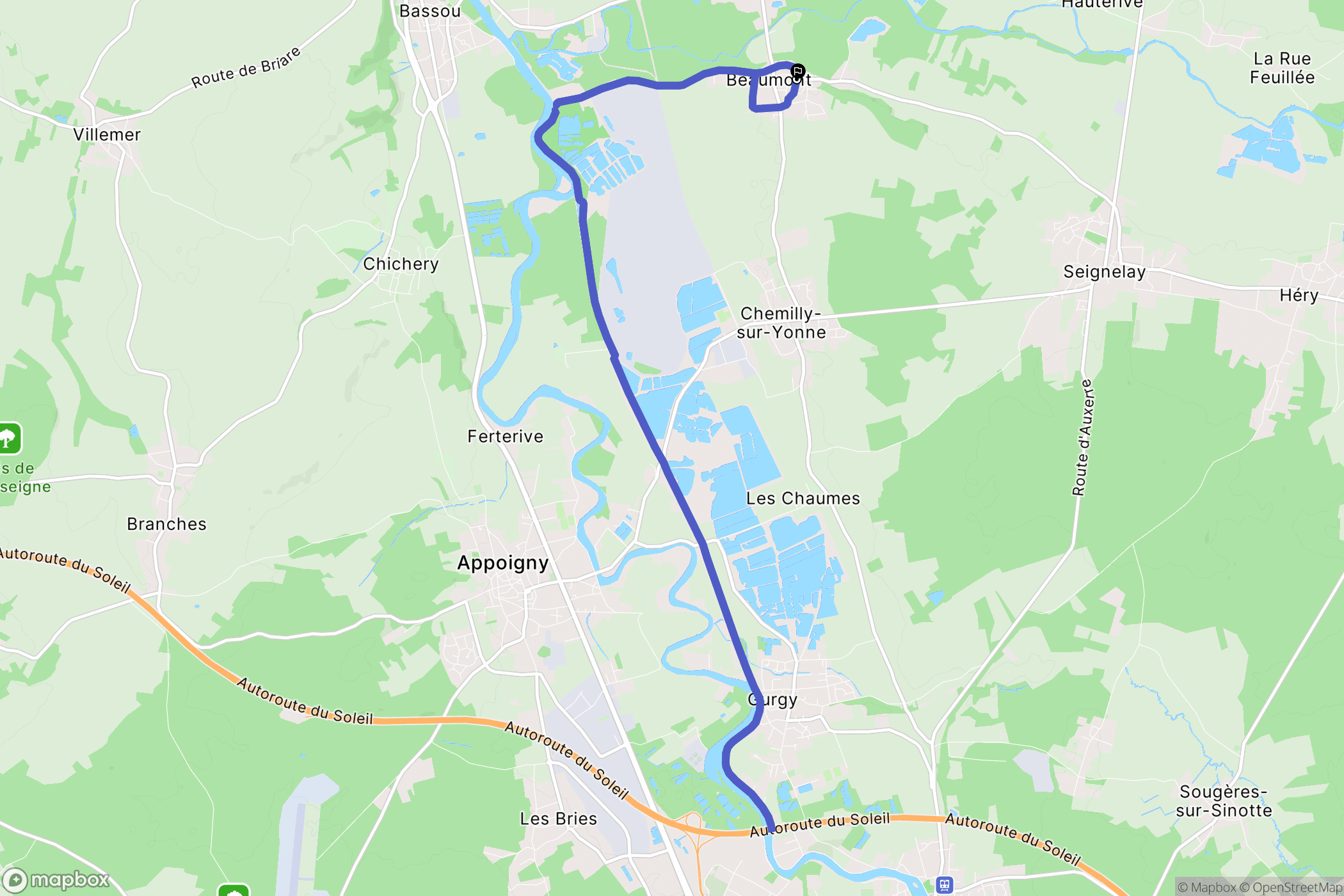 Beaumont : carte du parcours de randonnée - France