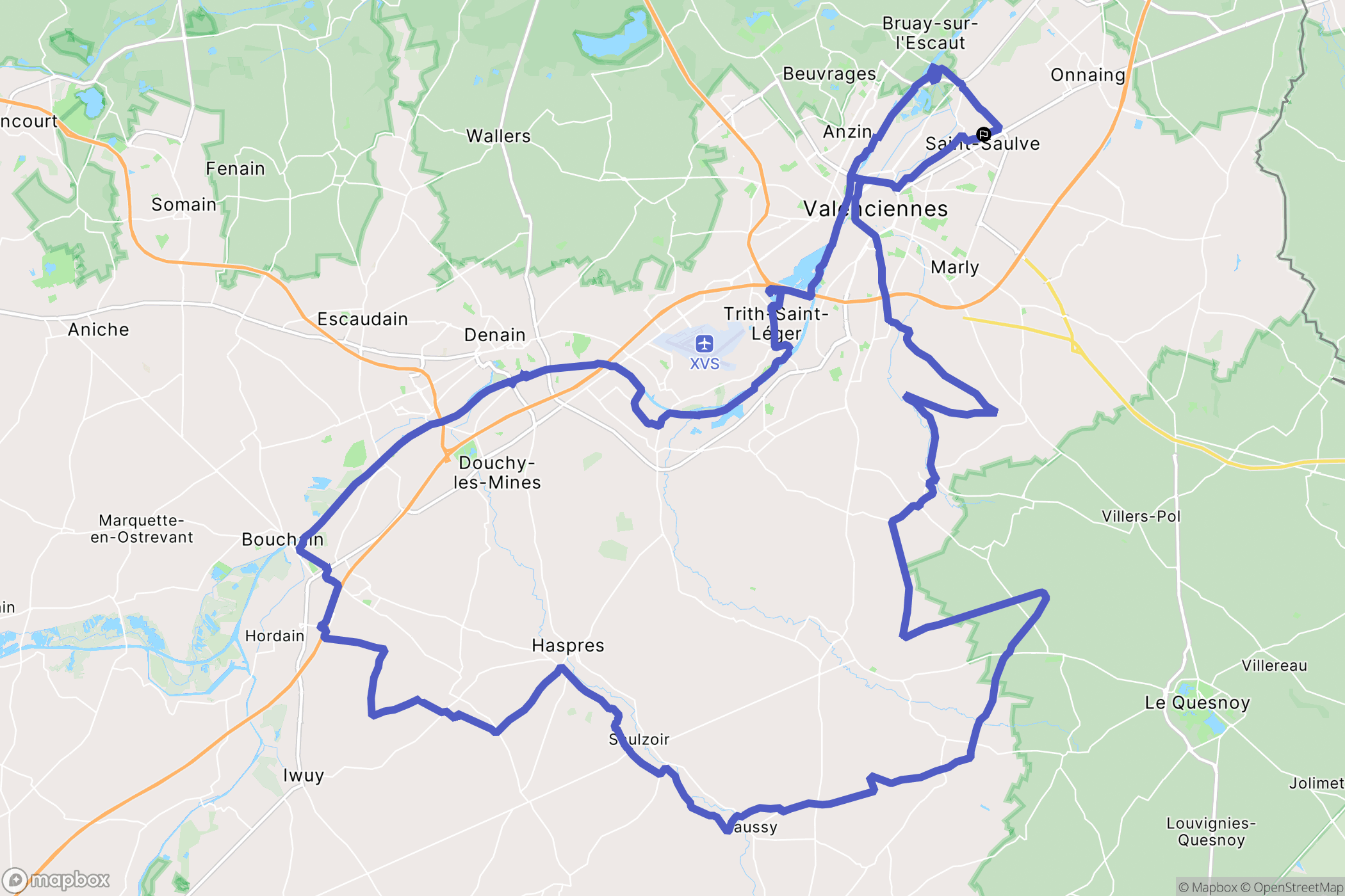 Saint-Saulve : carte du parcours de randonnée - France