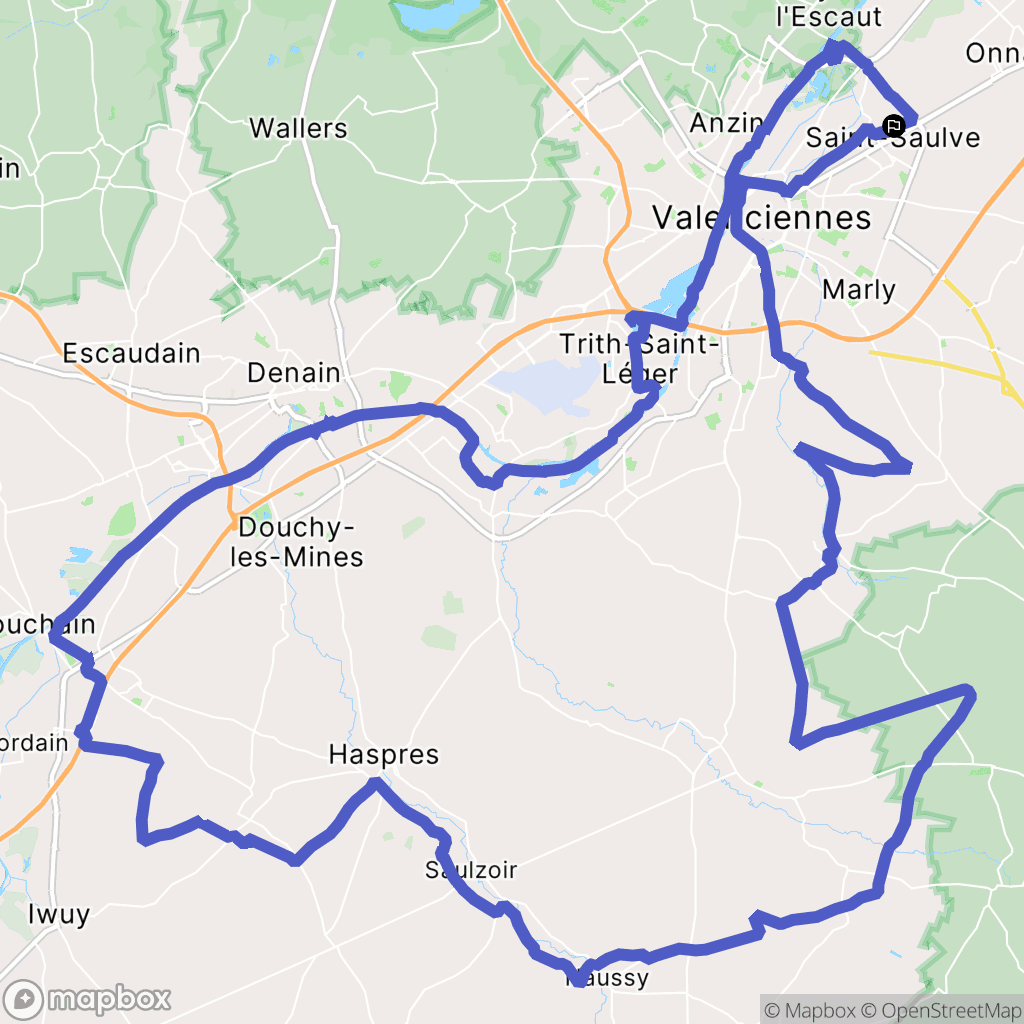 Saint-Saulve : carte du parcours de randonnée - France