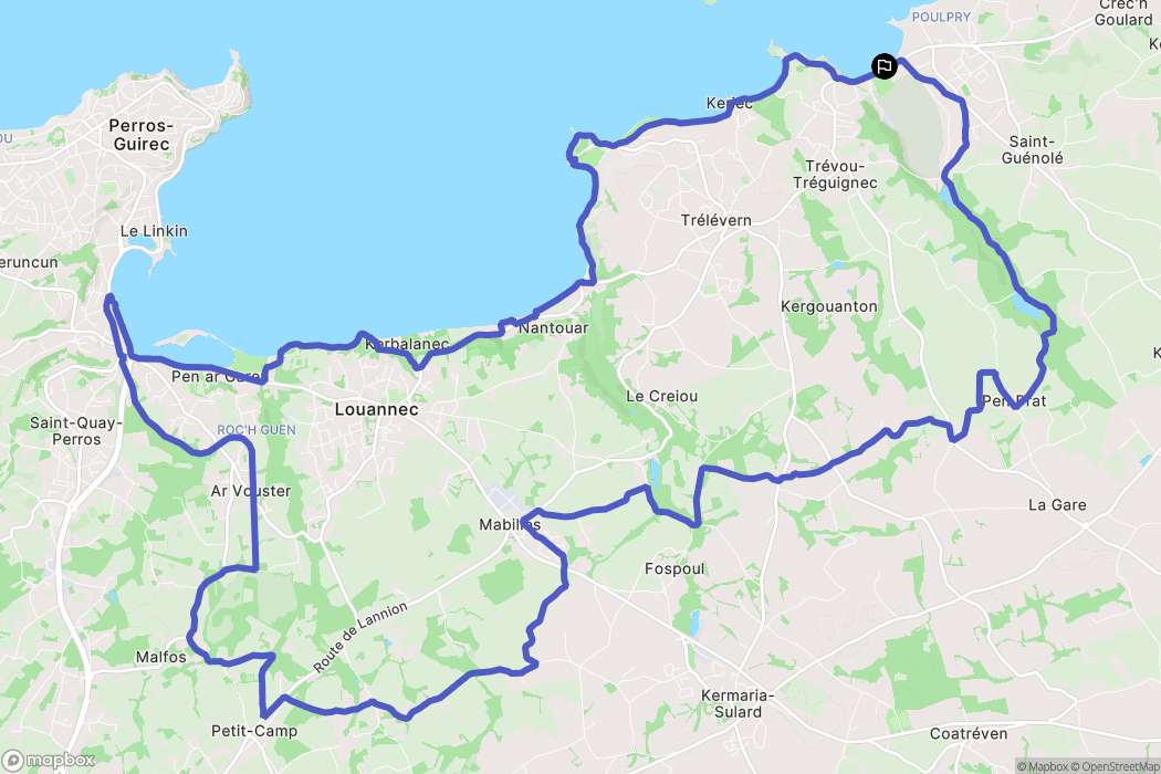 Trévou-Tréguignec : carte du parcours de randonnée - France