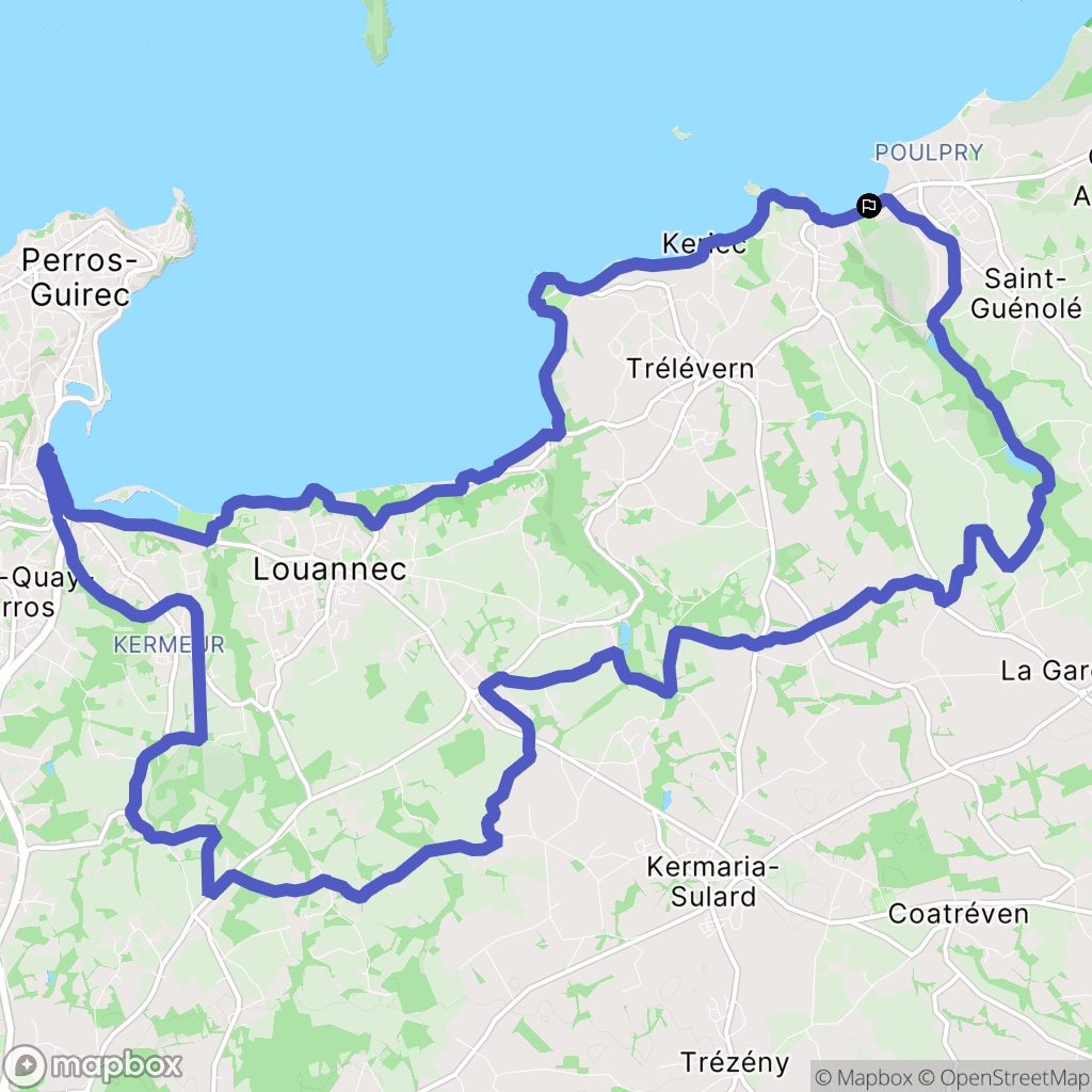 Trévou-Tréguignec : carte du parcours de randonnée - France