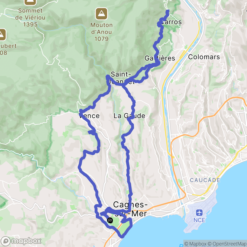 Cagnes-sur-Mer : carte du parcours de randonnée - France