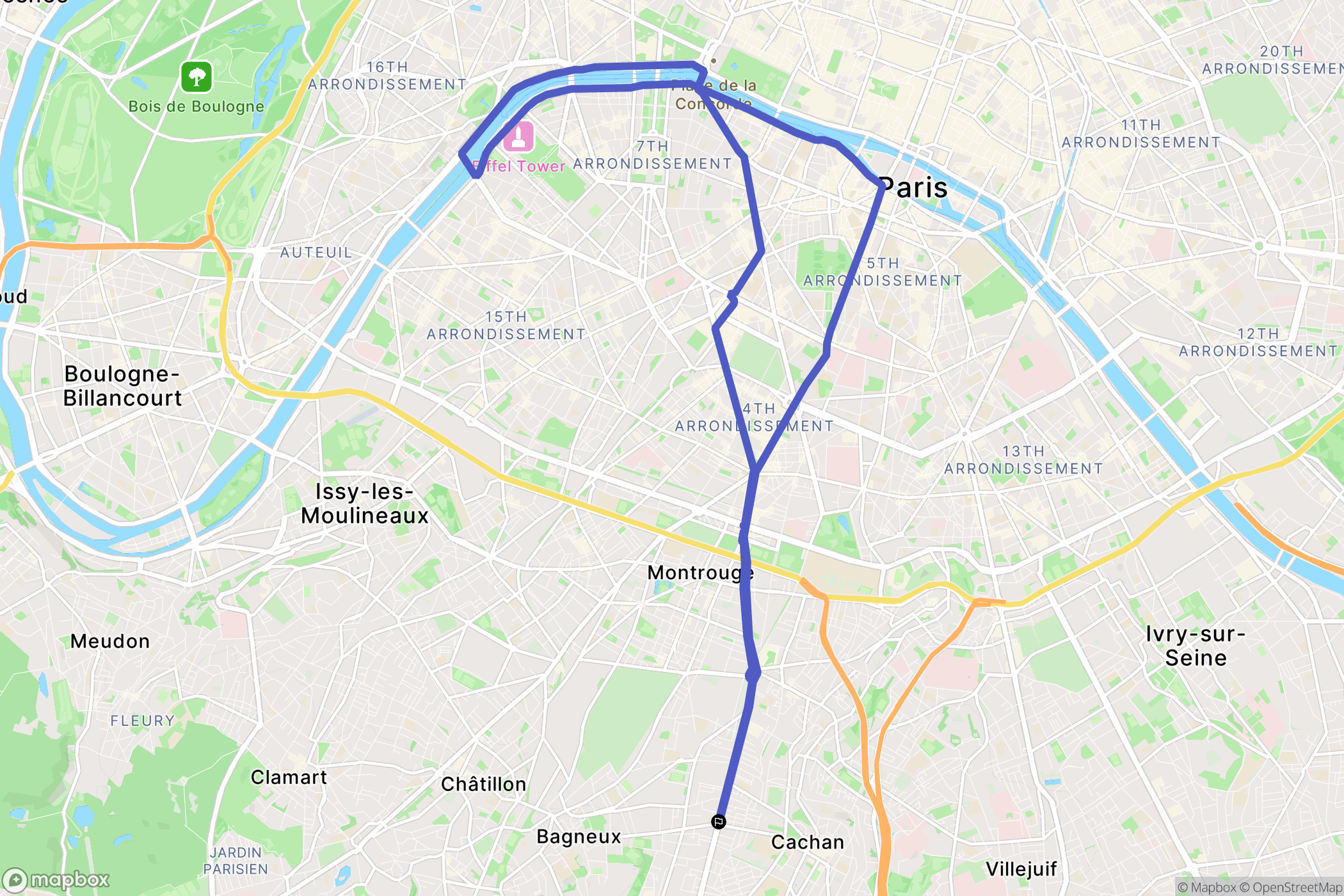 Cachan : carte du parcours de randonnée - France