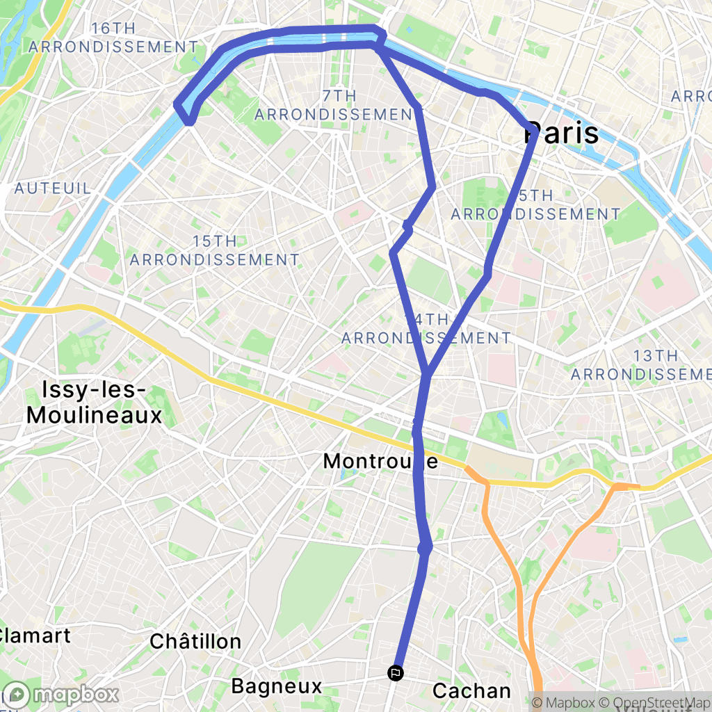 Cachan : carte du parcours de randonnée - France