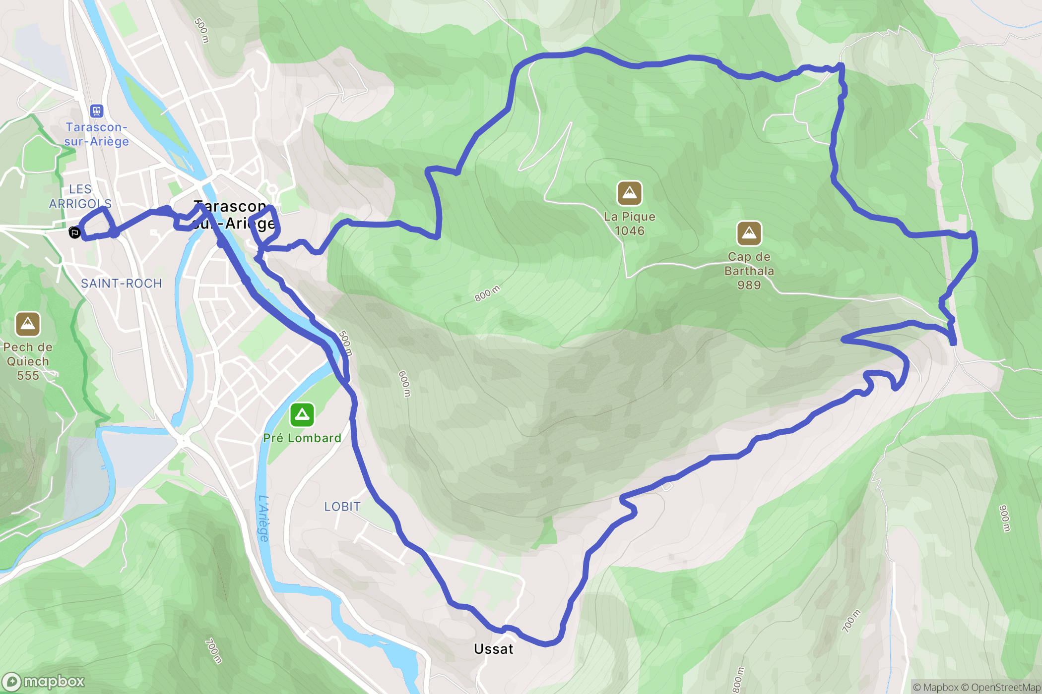 Tarascon-sur-Ariège : carte du parcours de randonnée - France