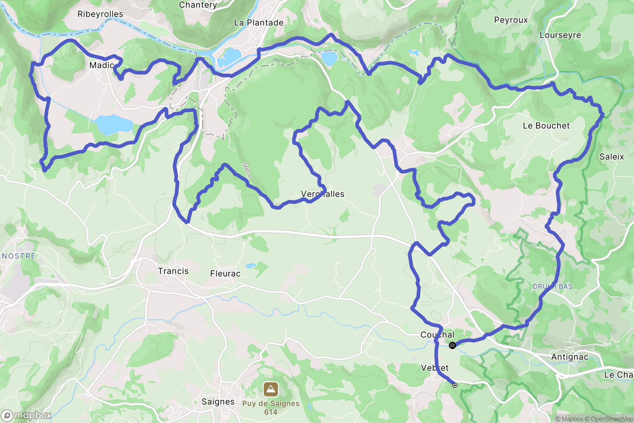 Vebret : carte du parcours de randonnée - France