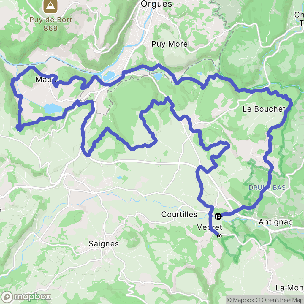 Vebret : carte du parcours de randonnée - France