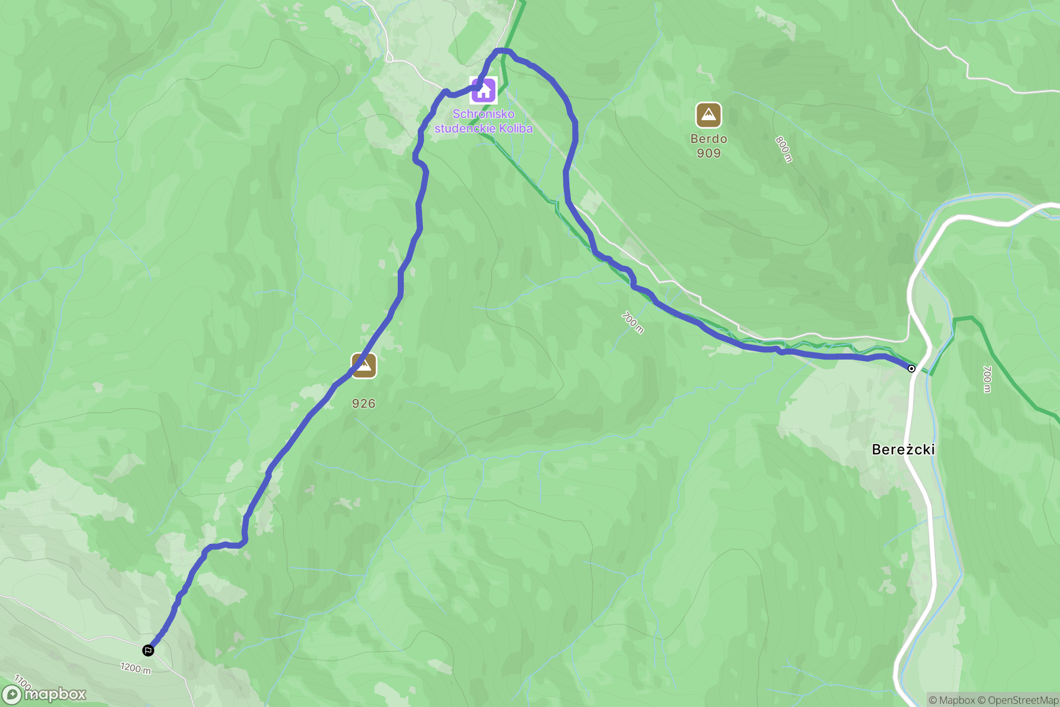Bereżki: mapa trasy - Poland