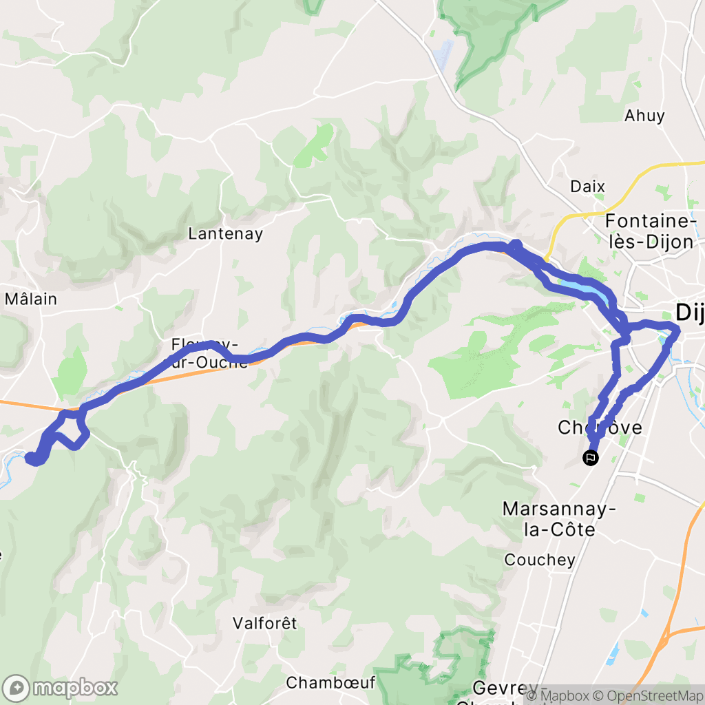 Chenôve : carte du parcours de randonnée - France