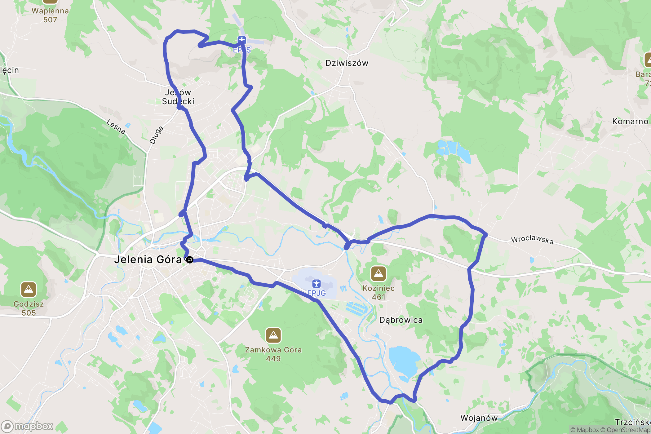 Jelenia Góra: mapa trasy - Poland