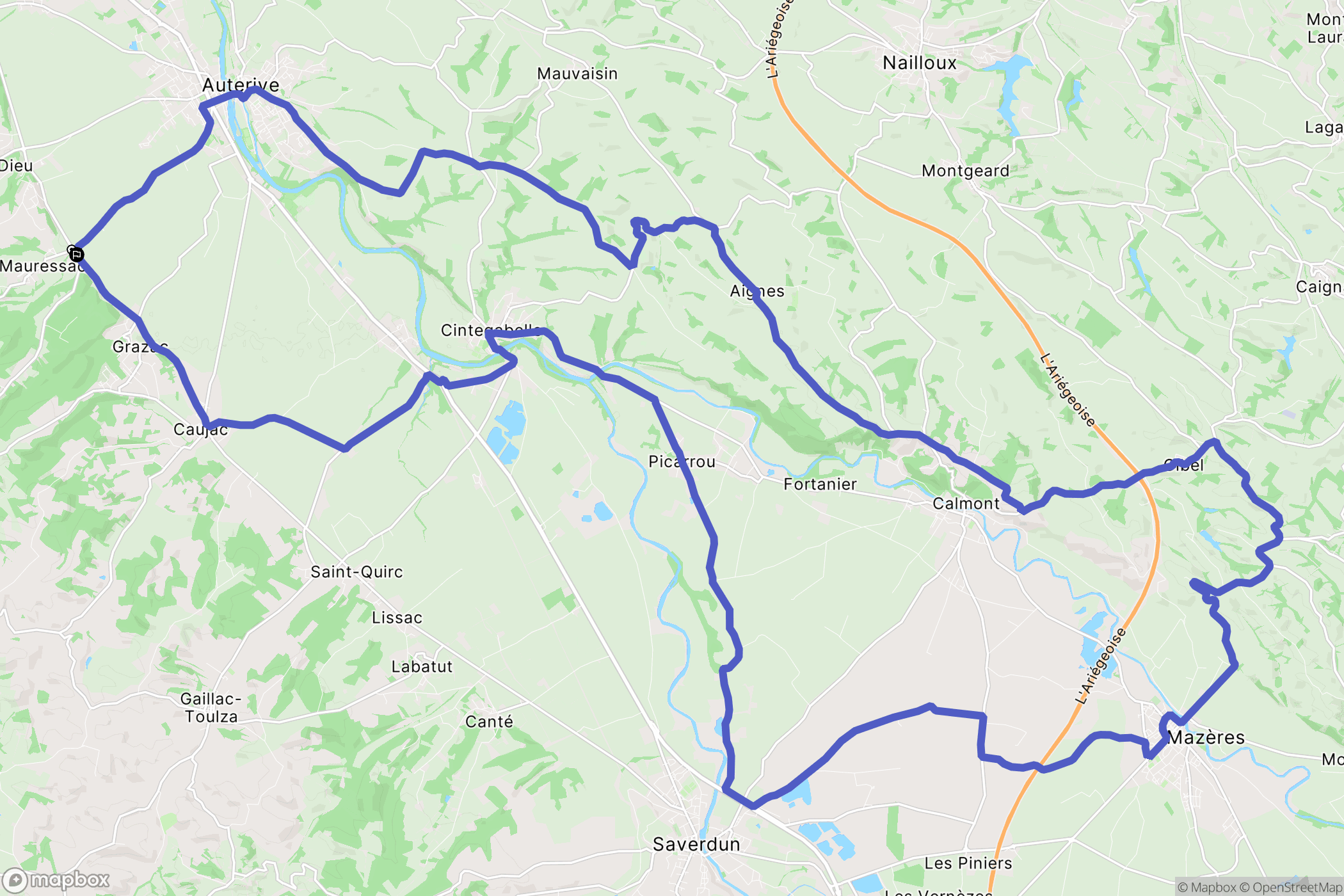 Mauressac : carte du parcours de randonnée - France
