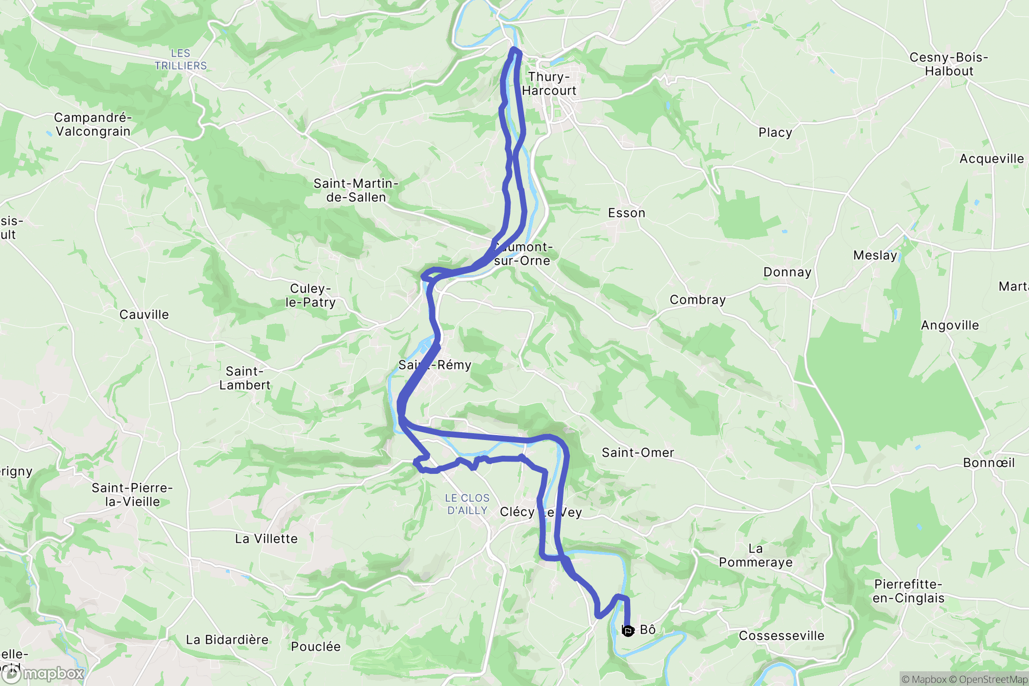 Le Bô : carte du parcours de randonnée - France