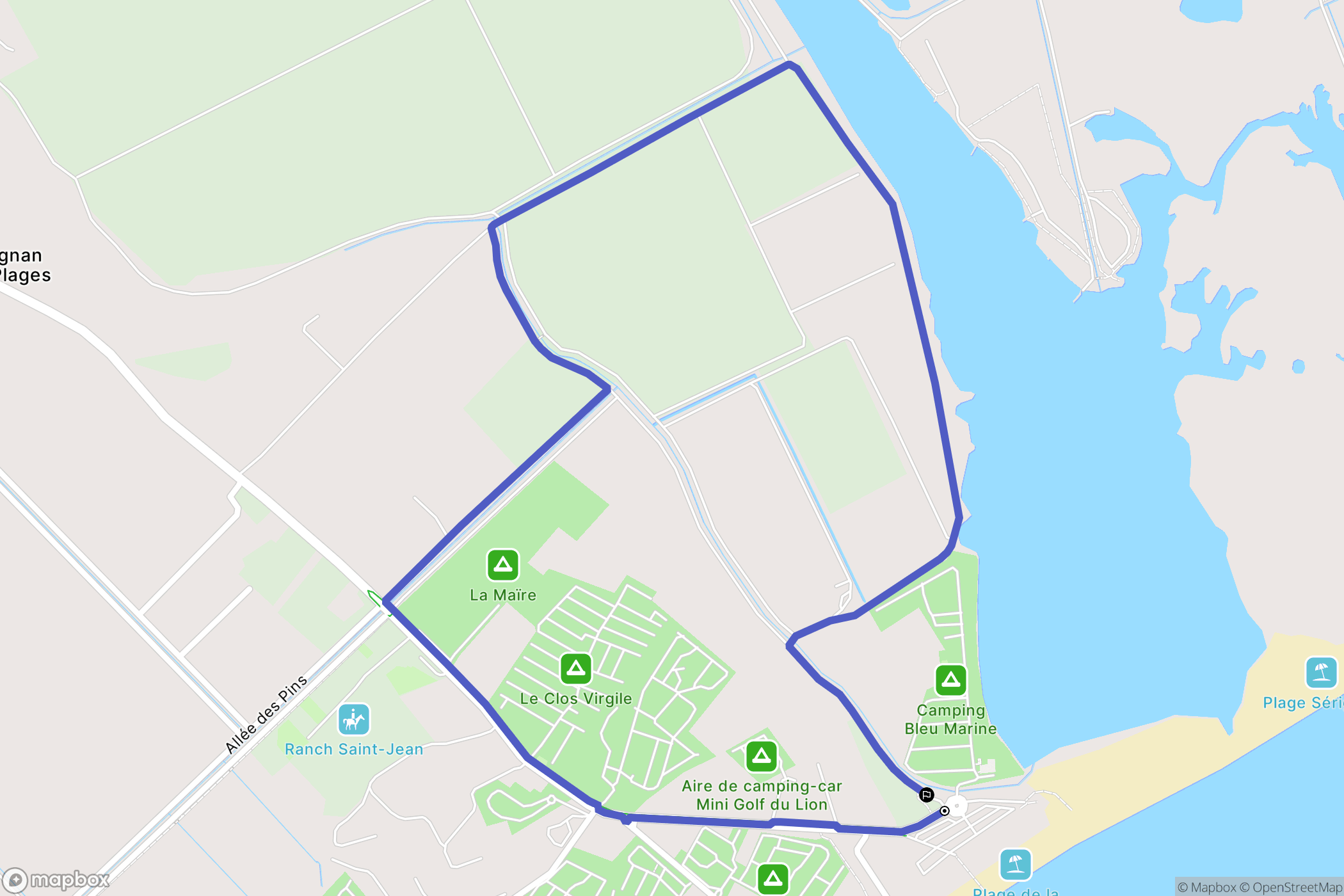 Sérignan : carte du parcours de randonnée - France