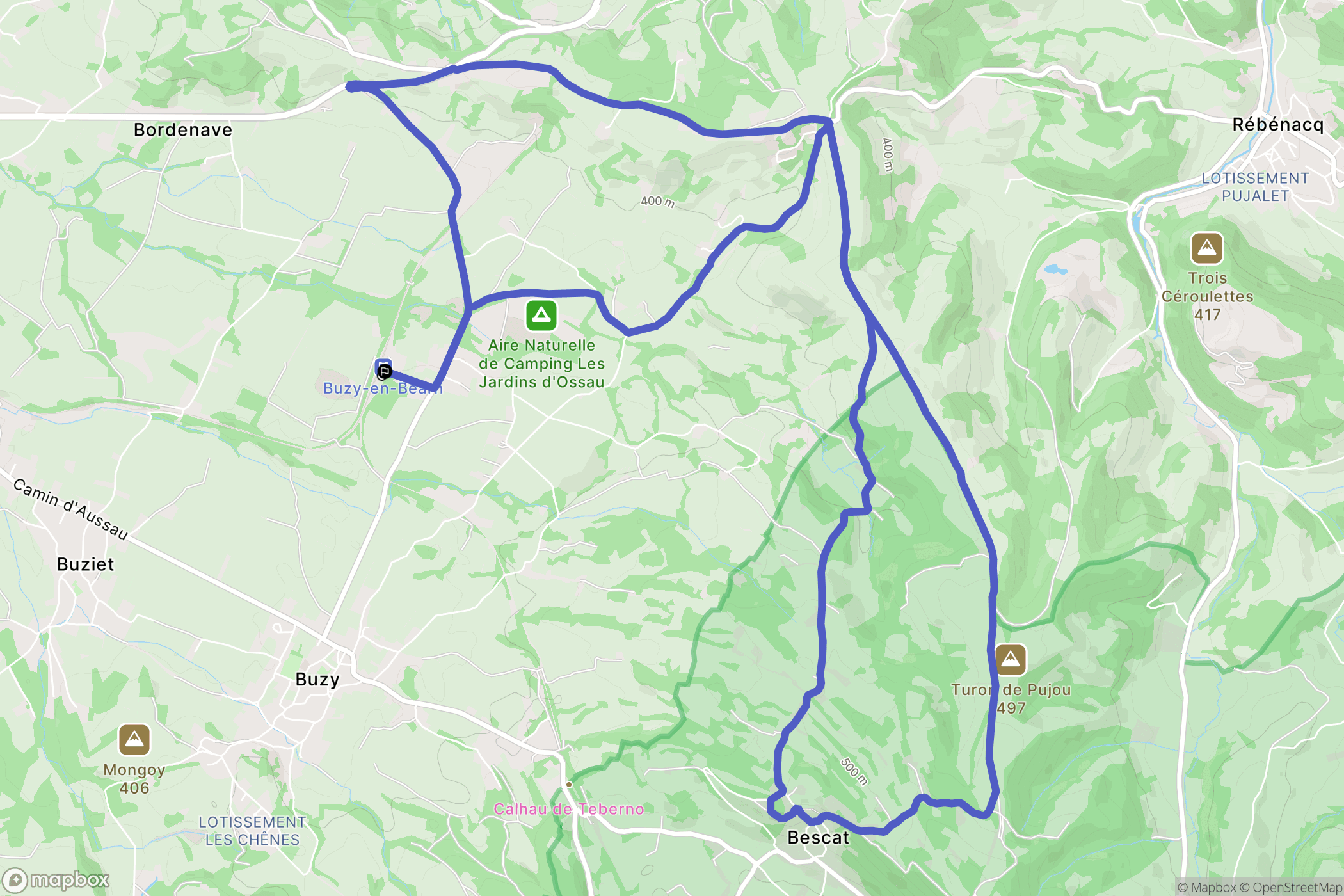 Buzy : carte du parcours de randonnée - France