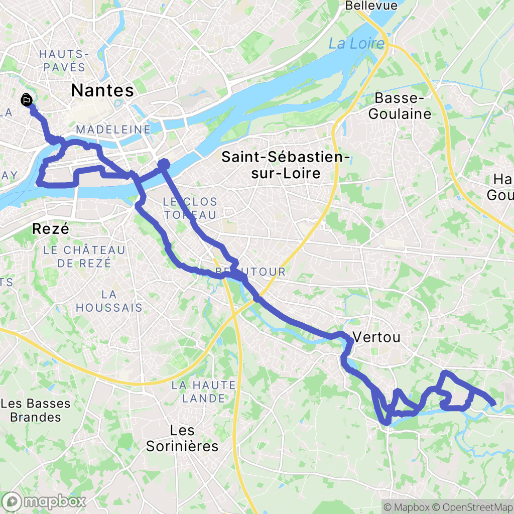 Nantes : carte du parcours de randonnée - France