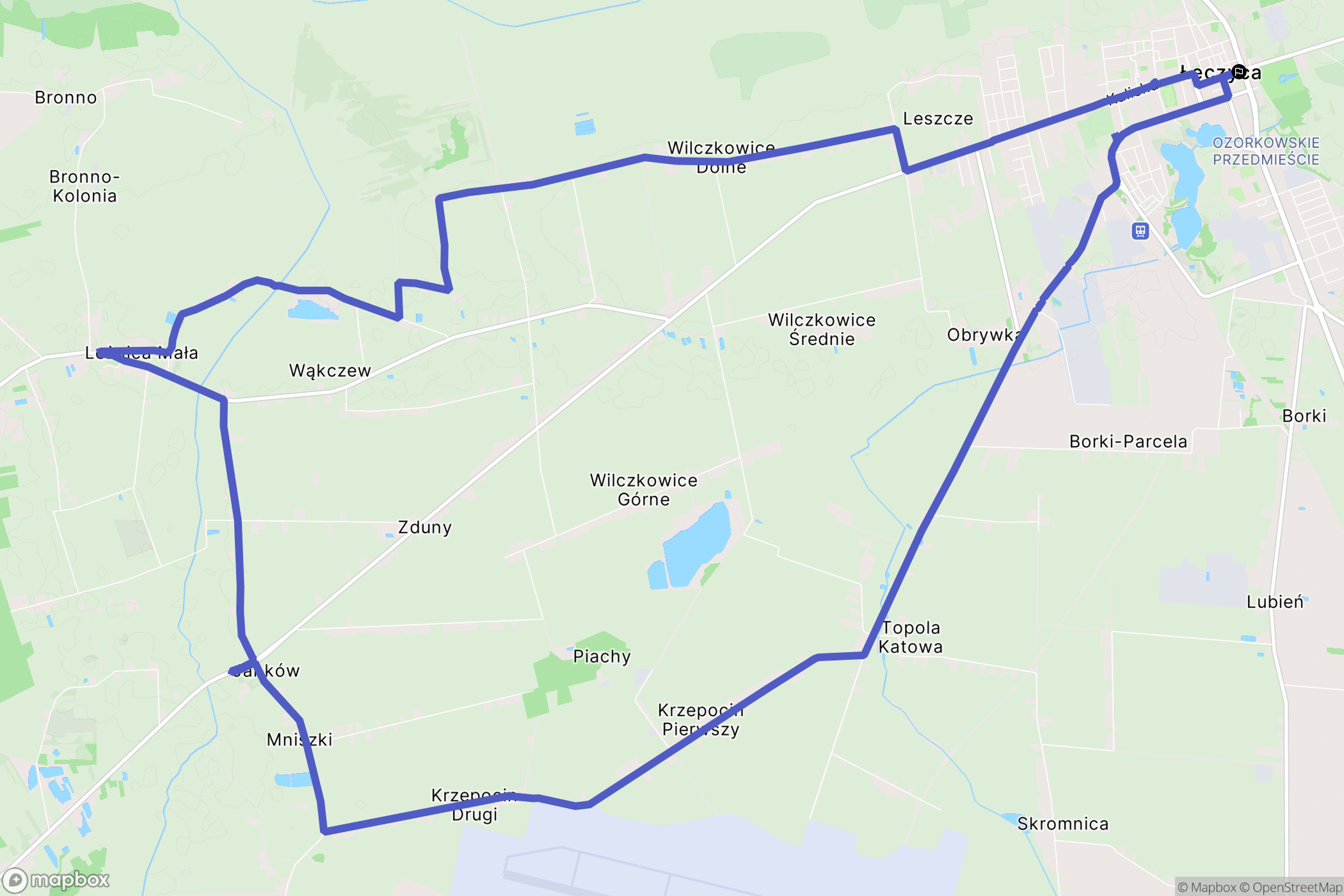 Łęczyca: mapa trasy - Poland