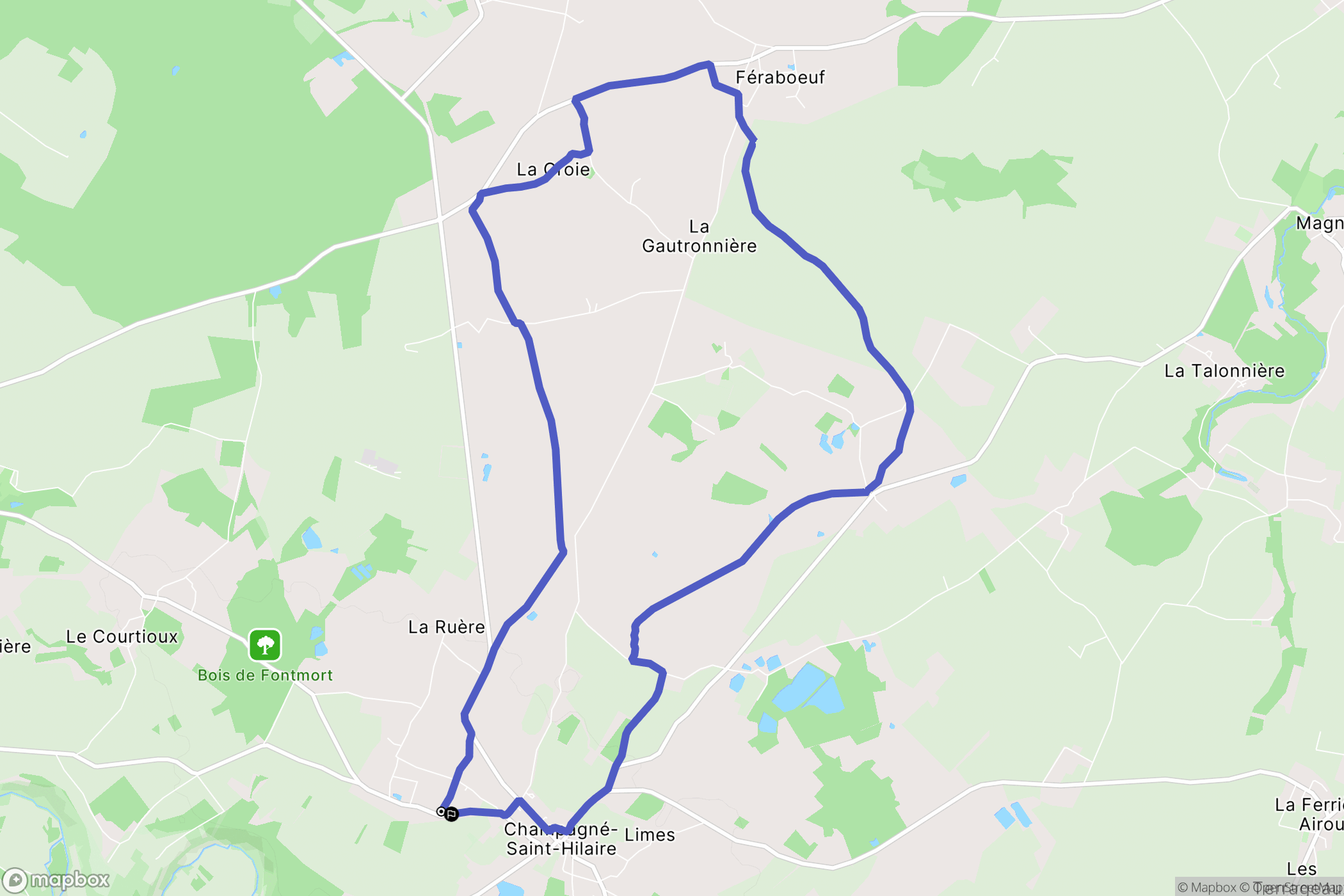 Champagné-Saint-Hilaire : carte du parcours de randonnée - France