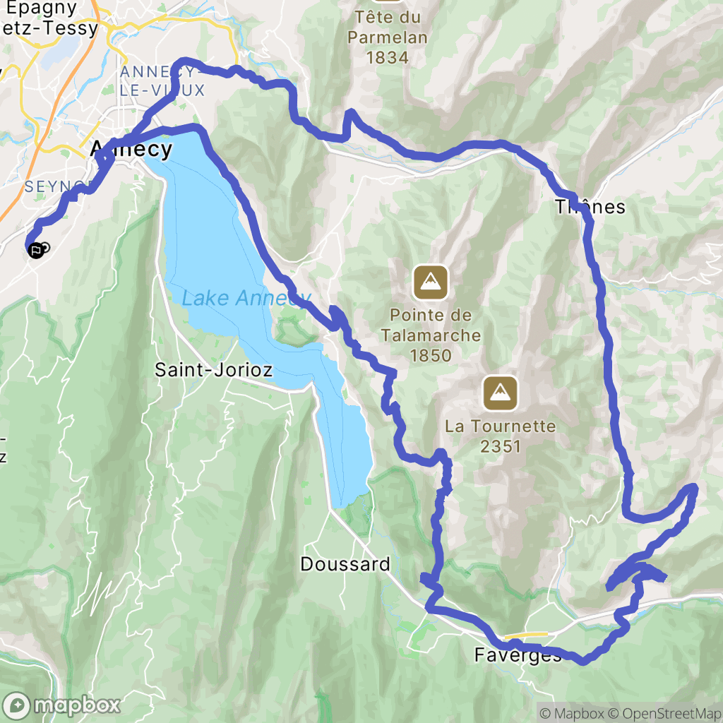 Annecy : carte du parcours de randonnée - France