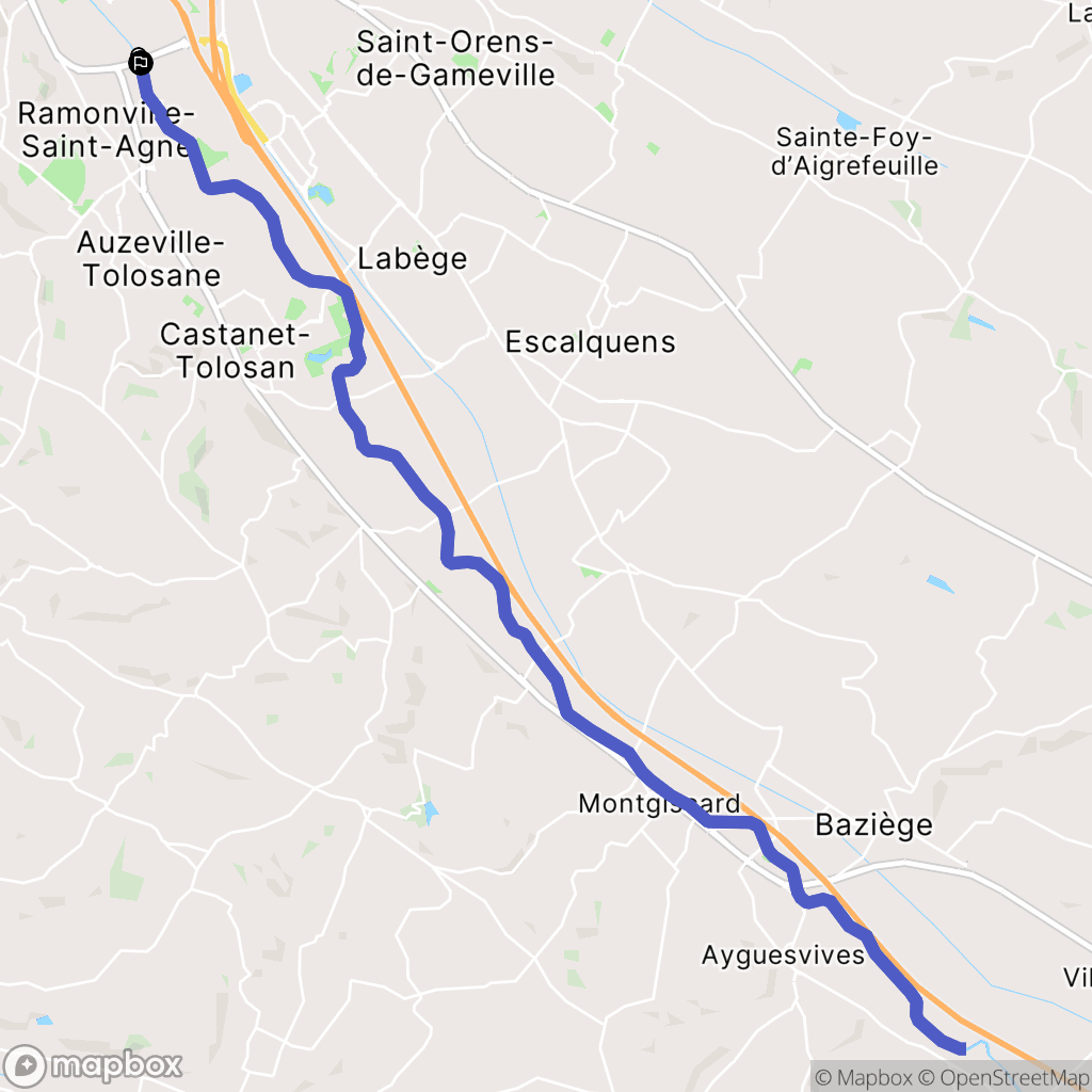 Toulouse : carte du parcours de randonnée - France