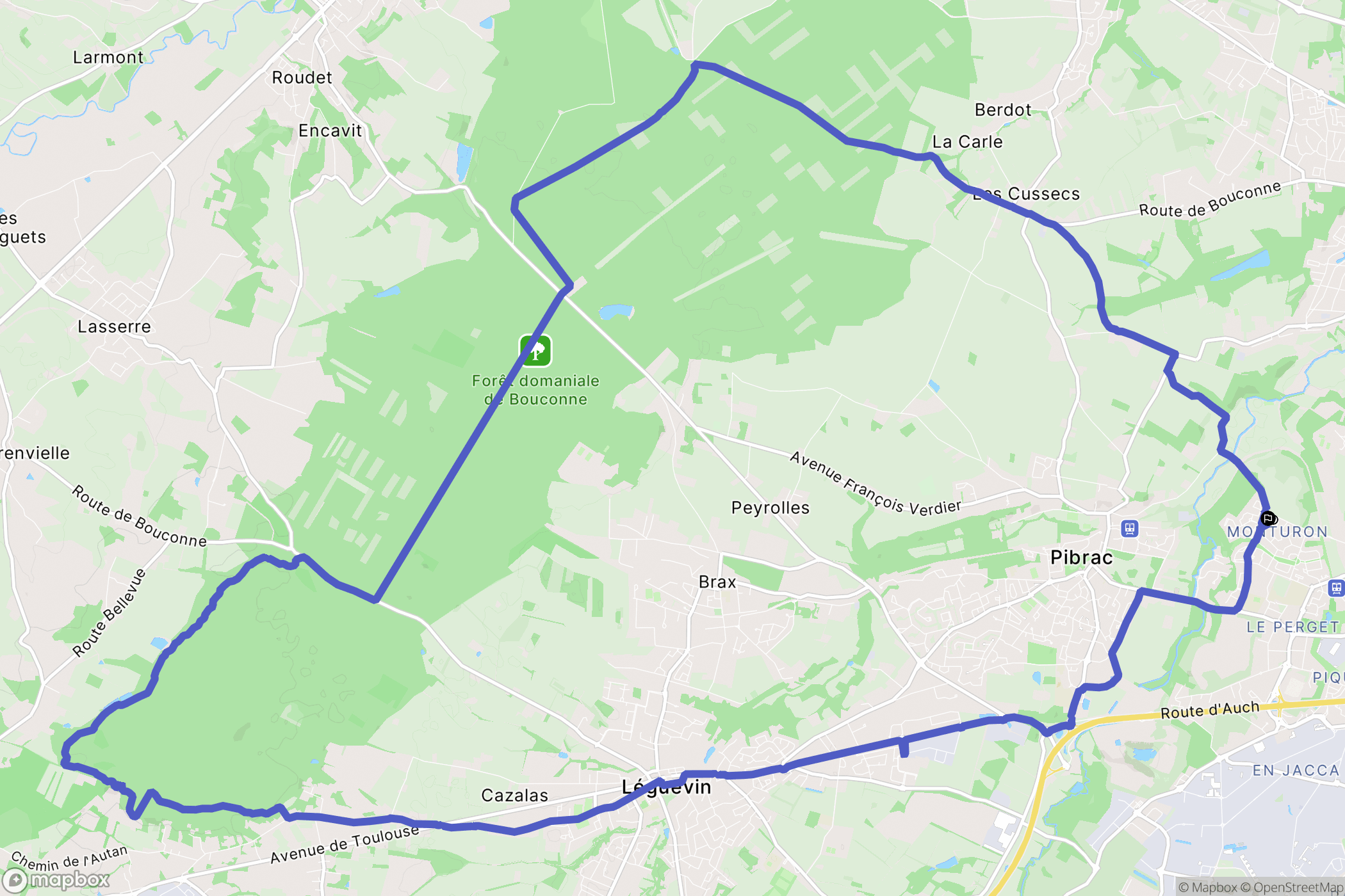 Colomiers : carte du parcours de randonnée - France