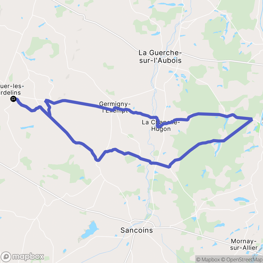Ourouer-les-Bourdelins : carte du parcours de randonnée - France