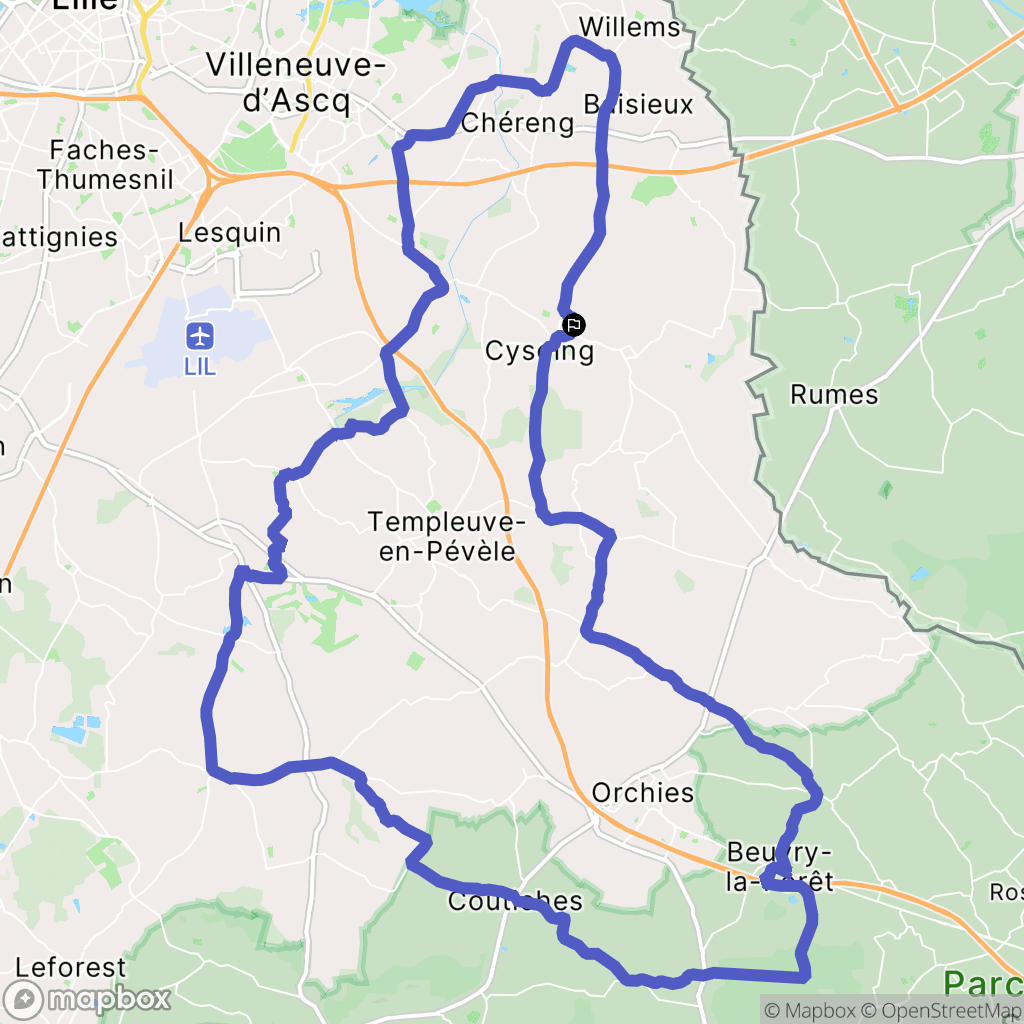 Cysoing : carte du parcours de randonnée - France