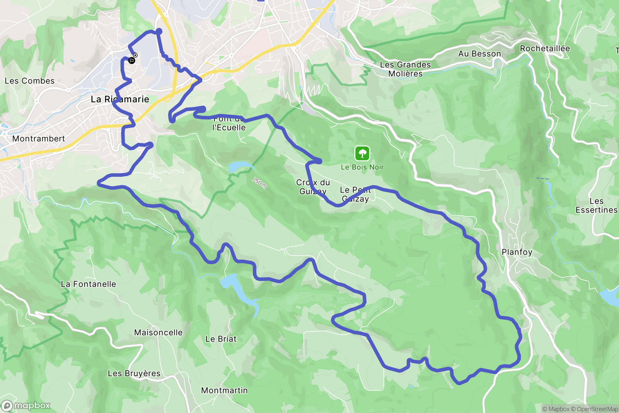 La Ricamarie : carte du parcours de randonnée - France