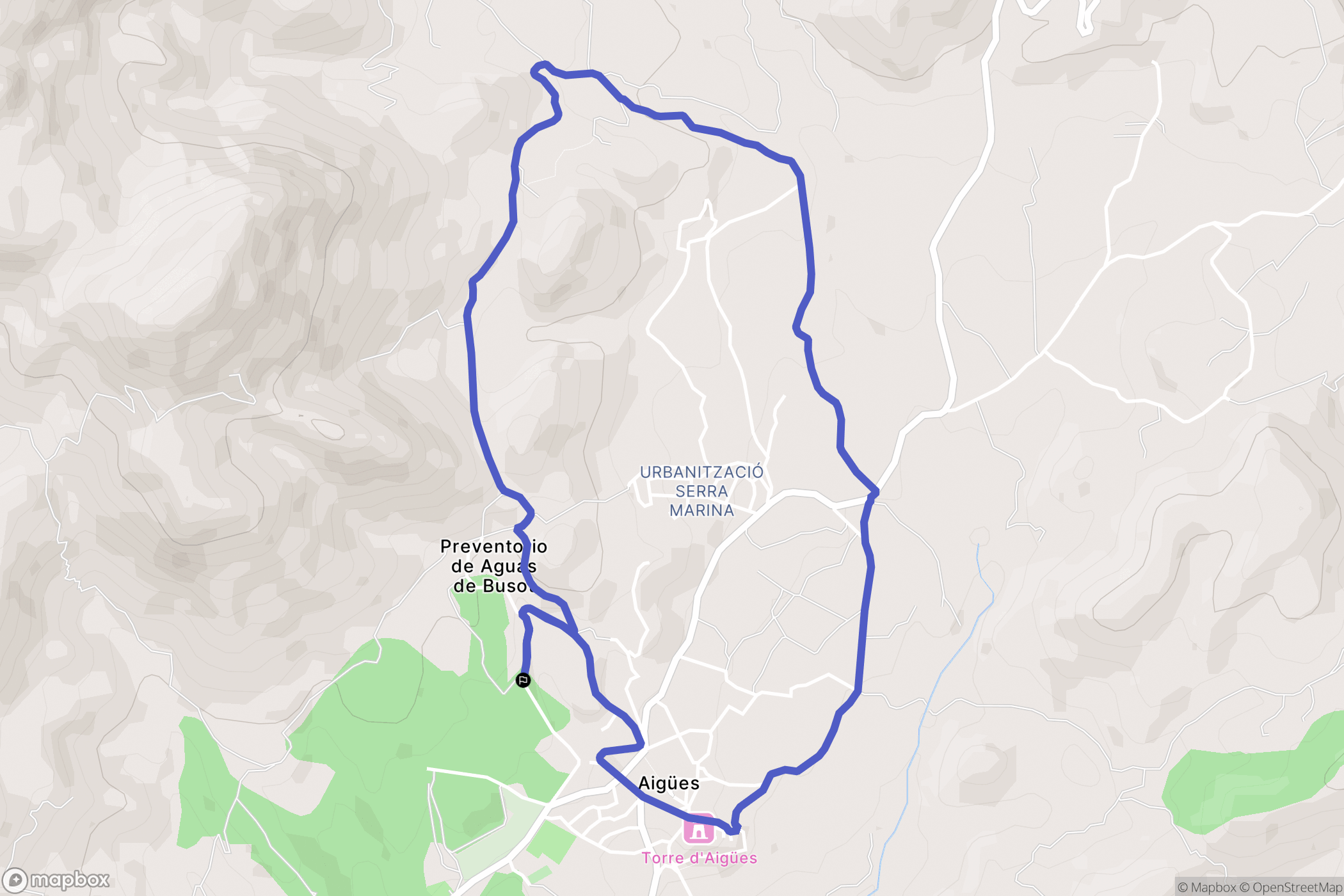 Aigües : carte du parcours de randonnée - Spain