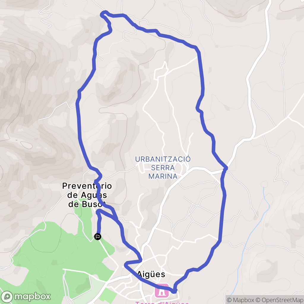 Aigües : carte du parcours de randonnée - Spain
