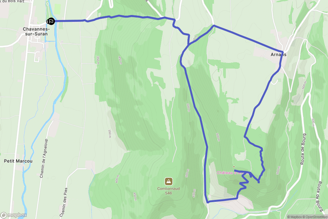 Nivigne et Suran : carte du parcours de randonnée - France