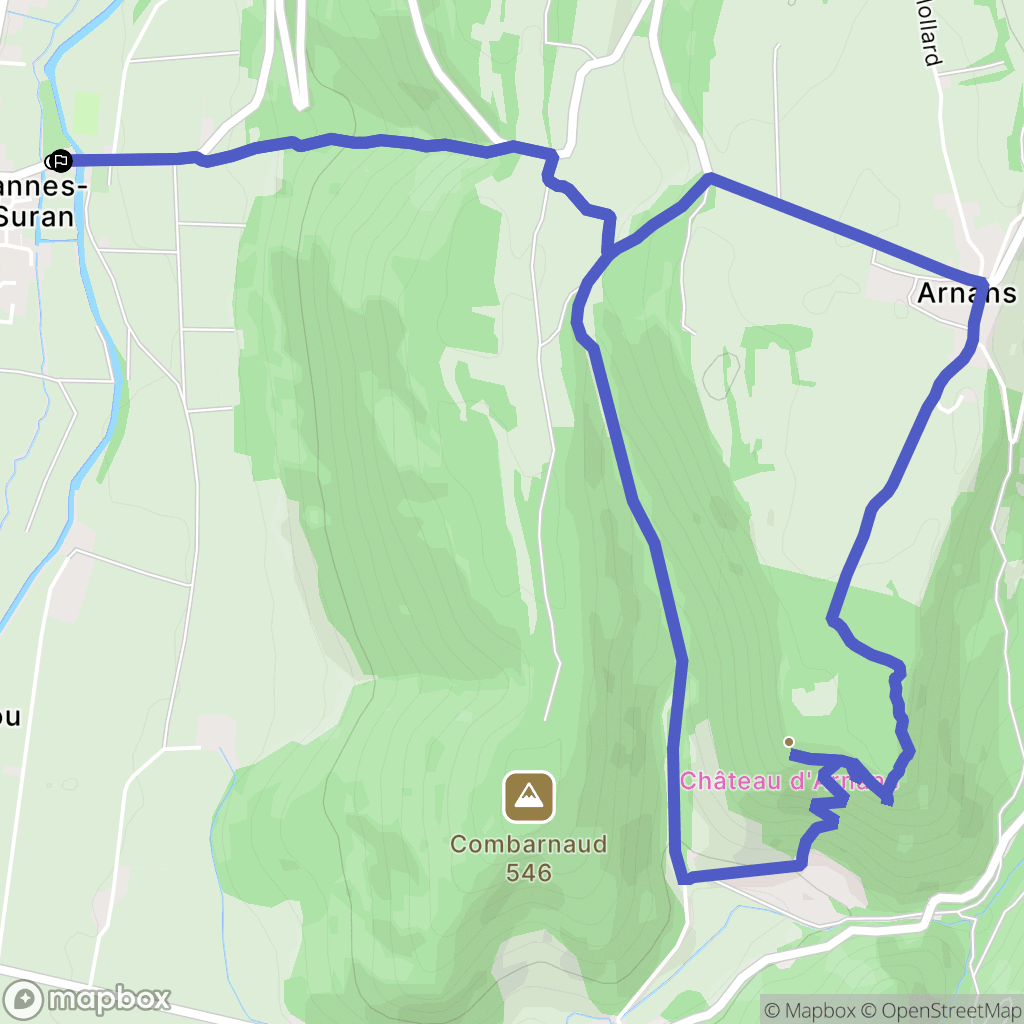 Nivigne et Suran : carte du parcours de randonnée - France