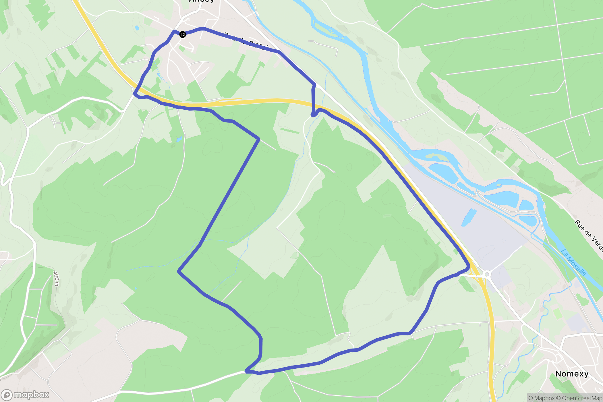 Vincey : carte du parcours de randonnée - France