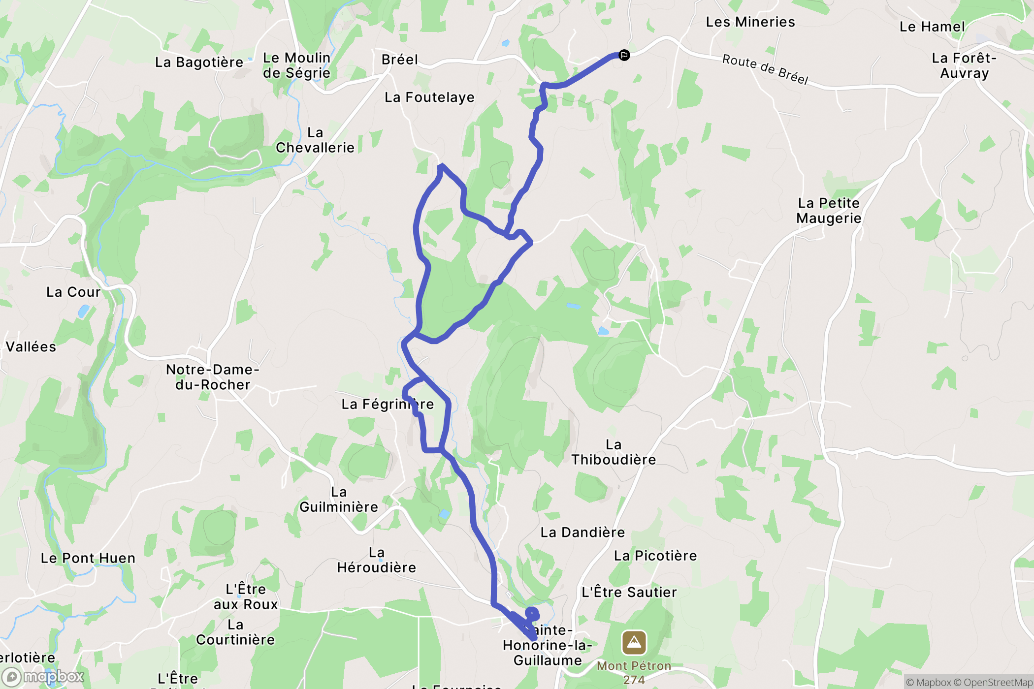 Athis-Val de Rouvre : carte du parcours de randonnée - France