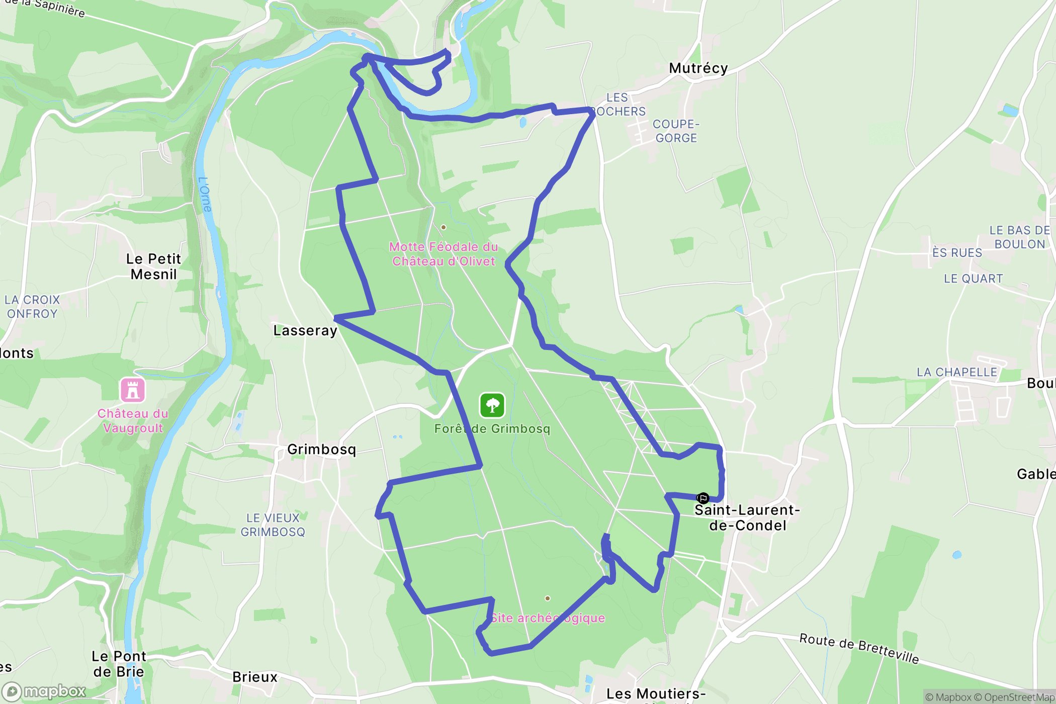 Saint-Laurent-de-Condel : carte du parcours de randonnée - France